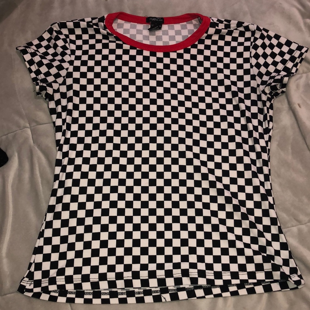 checkered RUE 21 shirt